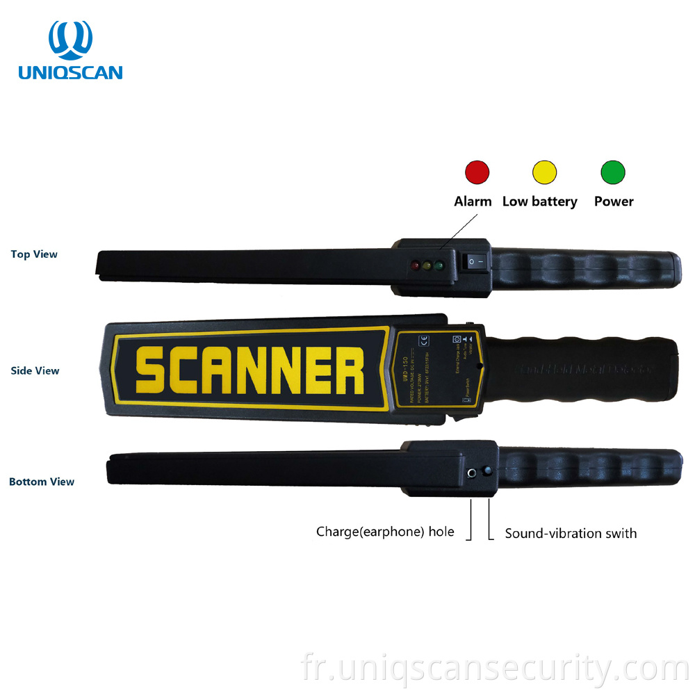 Détecteur de métaux portatif de scanner de corps de détecteur de métaux portatif avec le chargeur de batterie